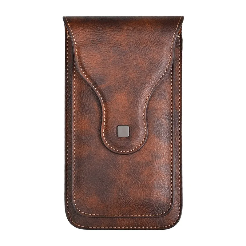 Riñonera de cuero PU de doble capa de lujo para hombre, funda con Clip para cinturón de teléfono móvil para iPhone, Xiaomi, Samsung, bolsa para