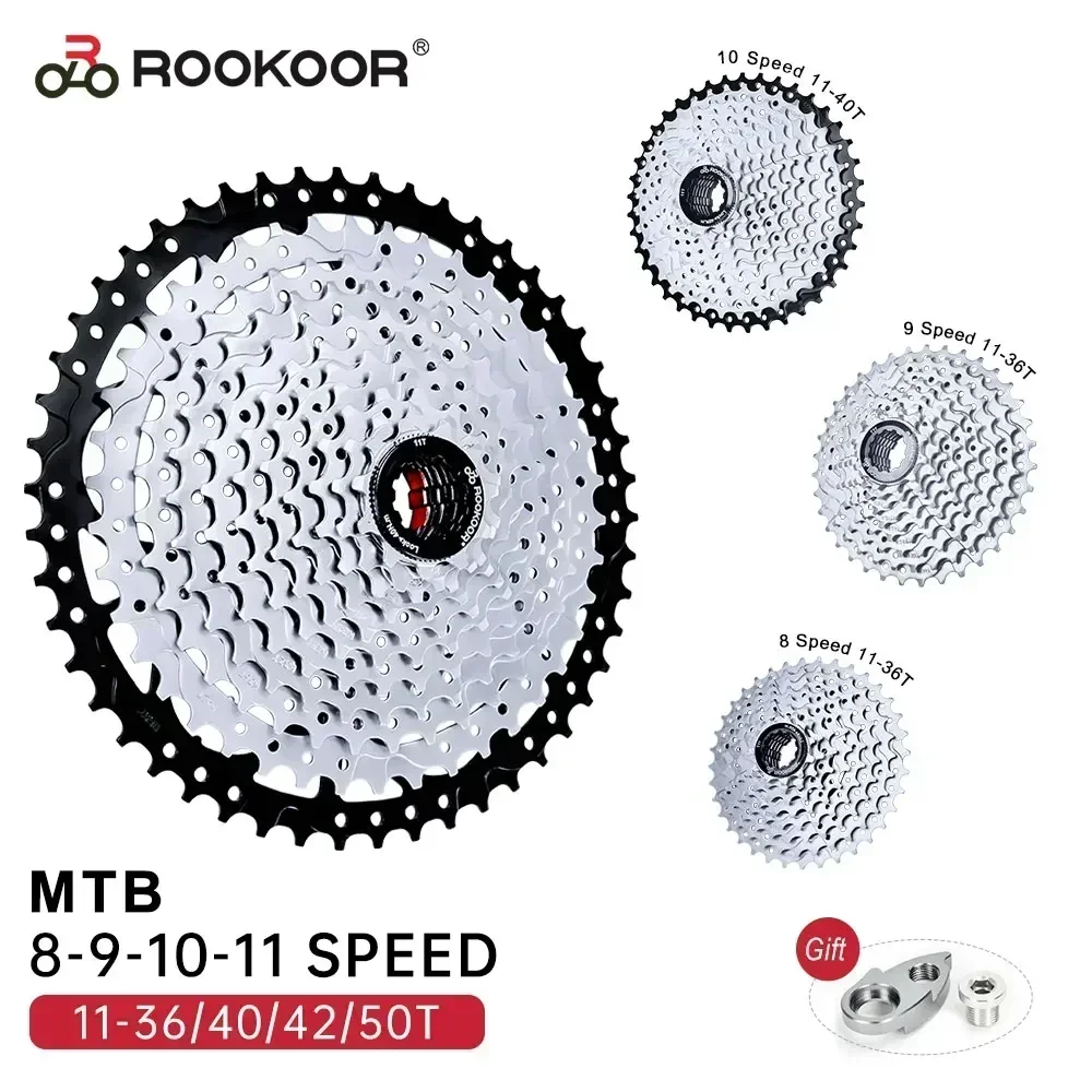 ROOKOOR 8 9 10 11 speed 11-36T 40T 42T 50T mountain bike cassette flywheel sprocket mountain bike parts tail hook