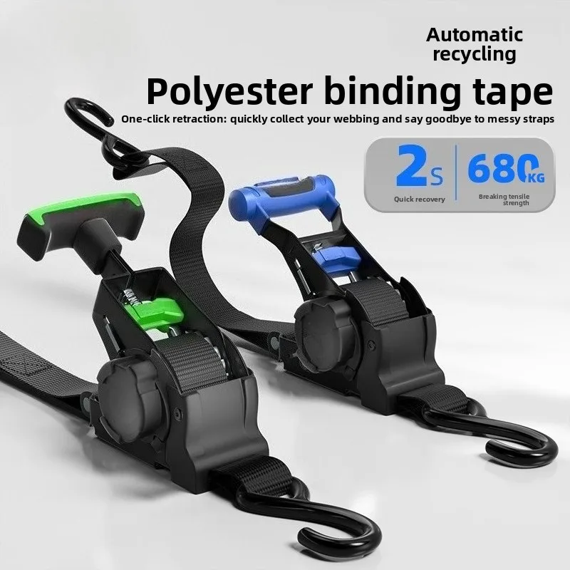 Heavy Duty Quick Release Tie Downs Belts Automatic Retractable Ratchet Strap for Cargo Truck Motorcycle Luggage Travel Transport