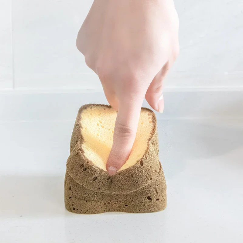 2 pezzi di spugne di pane vivide per la cucina interessante imitazione Toast spugna di lavaggio forniture da cucina gadget per la pulizia della casa