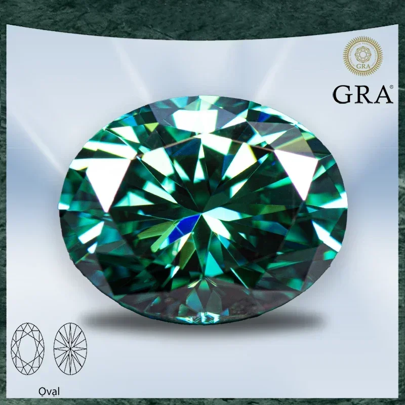 

Moissanite Stone Oval Cut Emerald Green Natural Colour VVS1 with GRA Certificate Gemstone Charms Beads Jewelry Making Materials