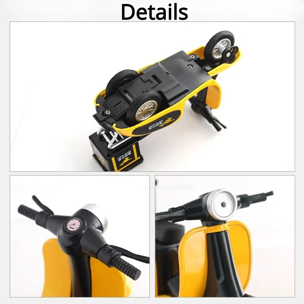 1:32 Scale Three Wheeled Motorcycle Alloy Car Model Toy Pull Back Sound Food Delivery Vehicles Models Collection Kids Gifts