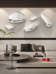 Creative Imitation Stainless Steel Goose Egg Stone Wall Decoration Modern Hotel Hanging Water Droplet Wall Decoration Artwork