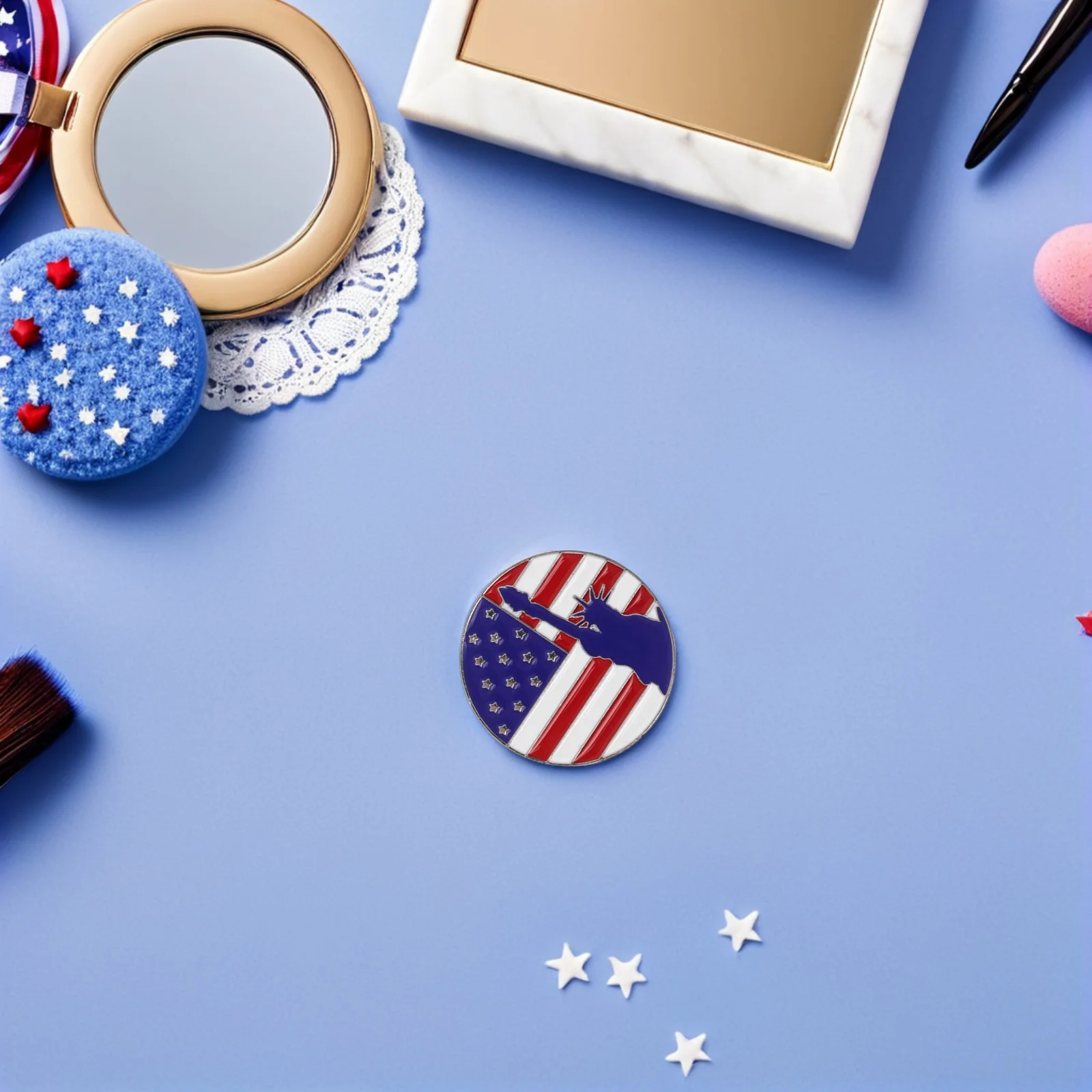 

8pcs Statue of Liberty Brooch Metal Enamel American Flag Patriotic Pin Independence Day Memorial Lapel Dress Decoration Unique