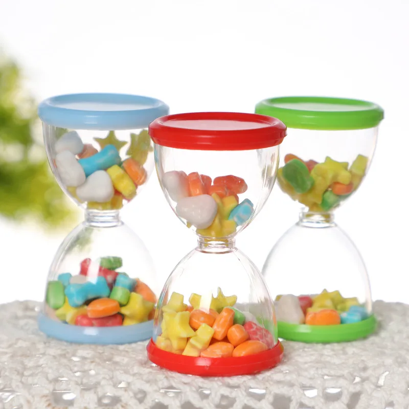 10 Pcs Sand Clock Shaped Plastic Transparent Candy Boxes Snack Sweets Container for Wedding Baby Shower Children Birthday Party