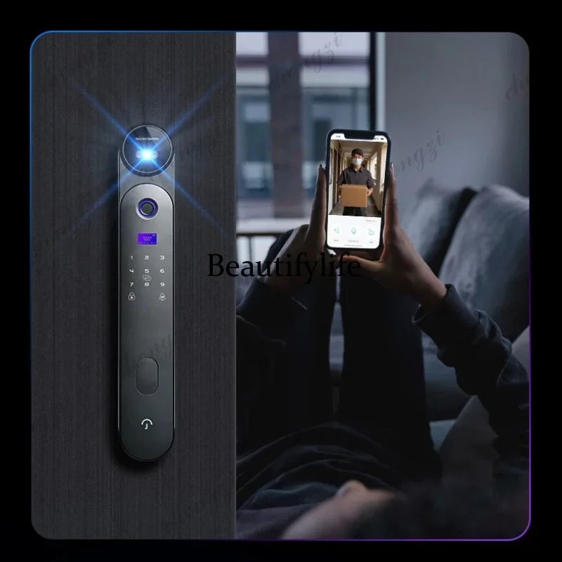 K26 face large screen AI smart cat eye fingerprint anti-theft smart password door lock