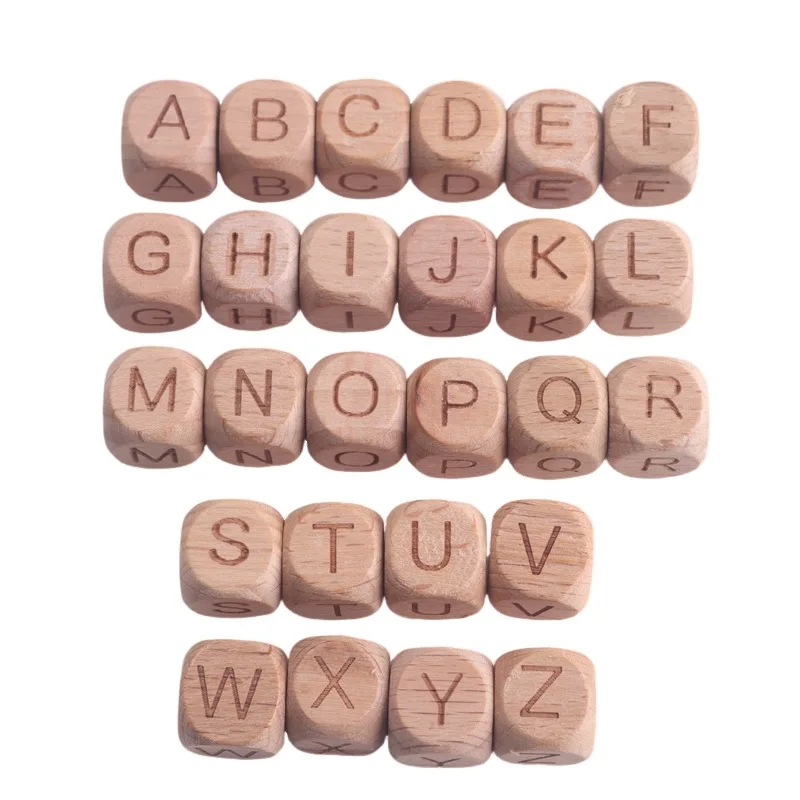 20Pcs 12mm Natürliche Buchstaben Holz Perlen Quadrat Buche Alphabet Lose Spacer Perlen Für Schmuck Machen Diy Halskette armband