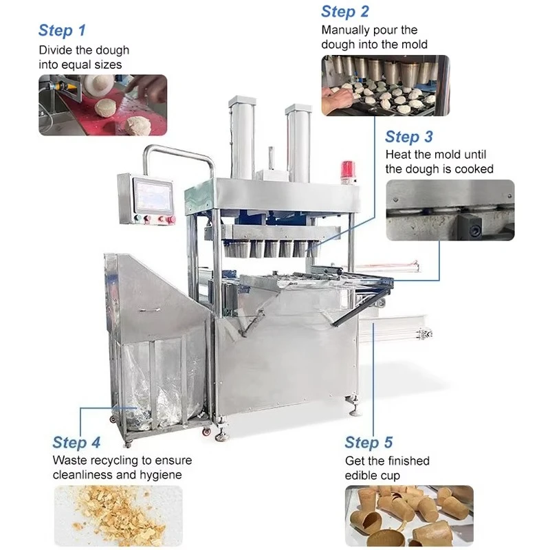 2025 Industrial Automatic Edible Cookie Cup Machine Customized Sugar Waffle Cone Maker Wafer Cup Machine Commercial Grade