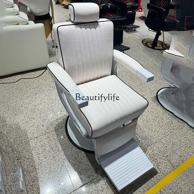 

Export Upscale Retro Hairdressing Shop Men's Oil Head Barber Chair Can Be Put down Scraping Chair