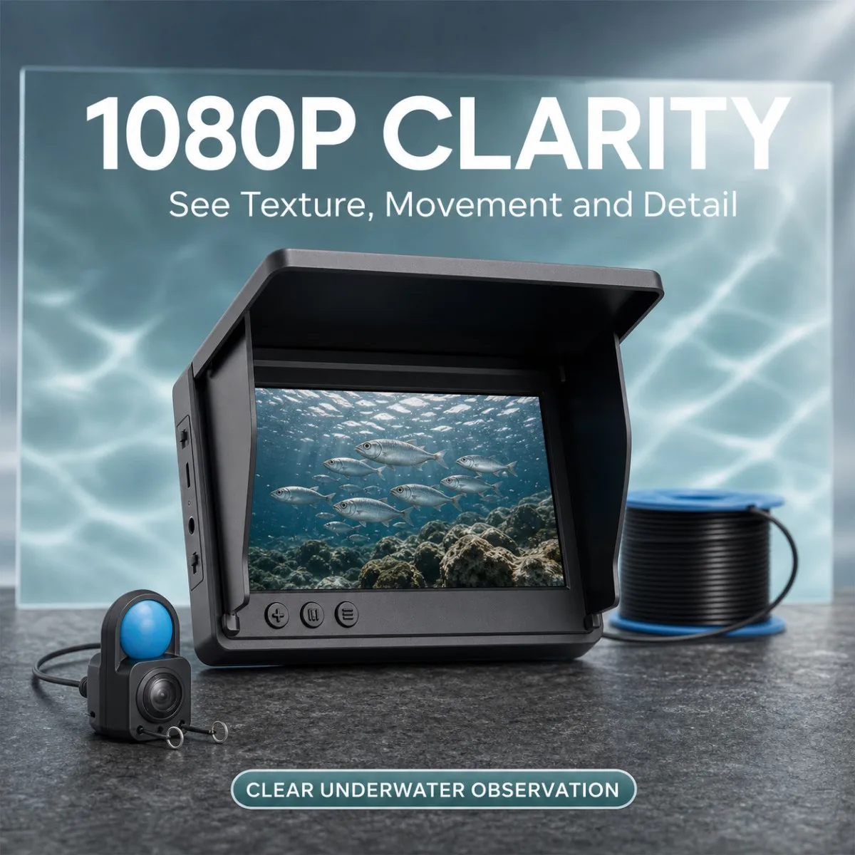 4.3 Inch Underwater Fishing Camera with HD Monitor Portable Fish Finder Camera with Night Vision Lights for Lake Ice Boat Fishing