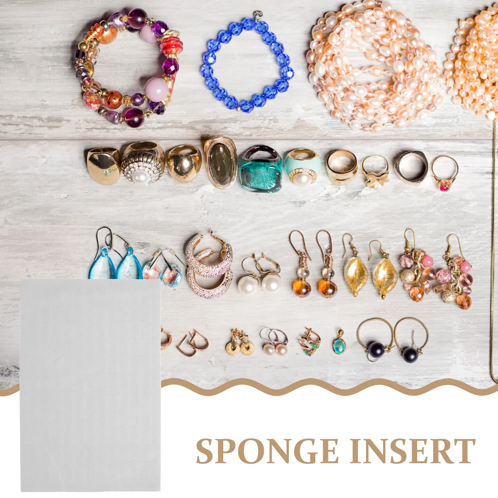 

Ring Tray for Jewelry 120 Slots Ring Display Inserts Organizer Pad for Rings Earrings Drawer Storage Jewelry Holder