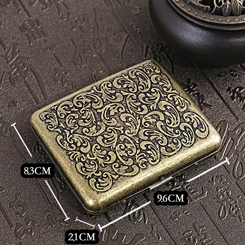 Vintage Cigarette Case Copper Cigarrette Cases Hold Men\'s Gift 20pcs Cigarette Box Business Men Cigar Case for Smoker