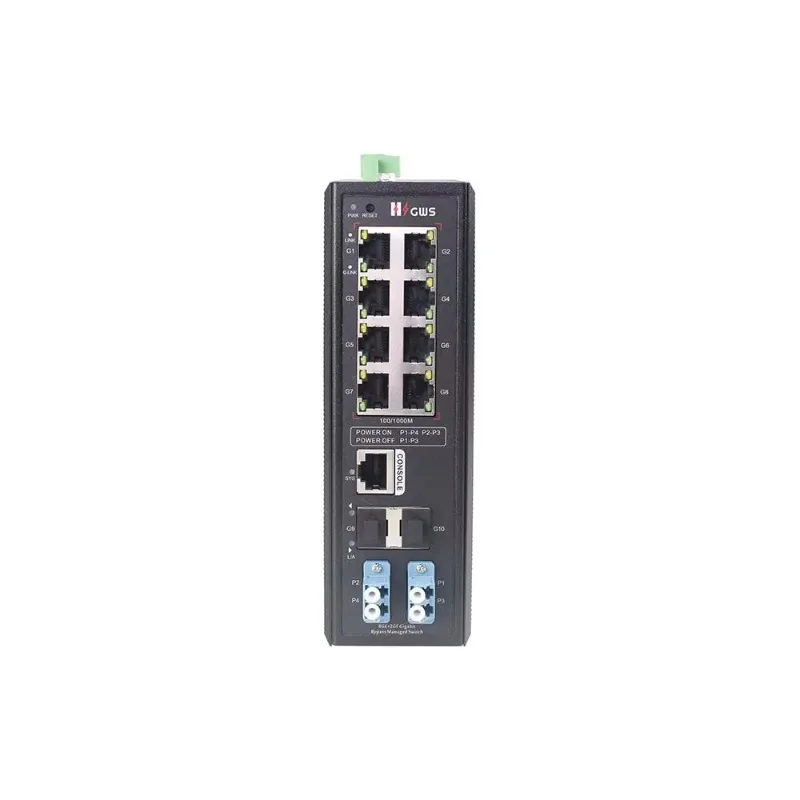L2+ Managed Bypass 8*10/100/1000M RJ45 Ports + 2*100/1000M Uplink SFP Fiber Ports Network Industrial Ethernet Switches IPV4