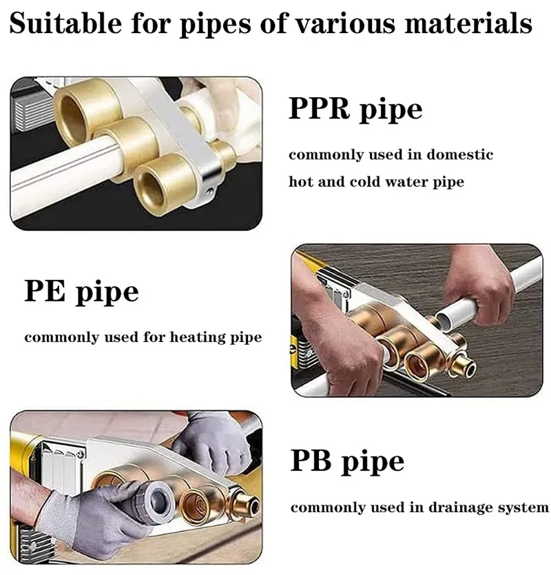 600/800/1000W Pipe Welding Machine Pipe Soldering Iron Plastic Welding PB/PP/PE/PPR Pipe Heating Hot Melting Tool 63/32 Type