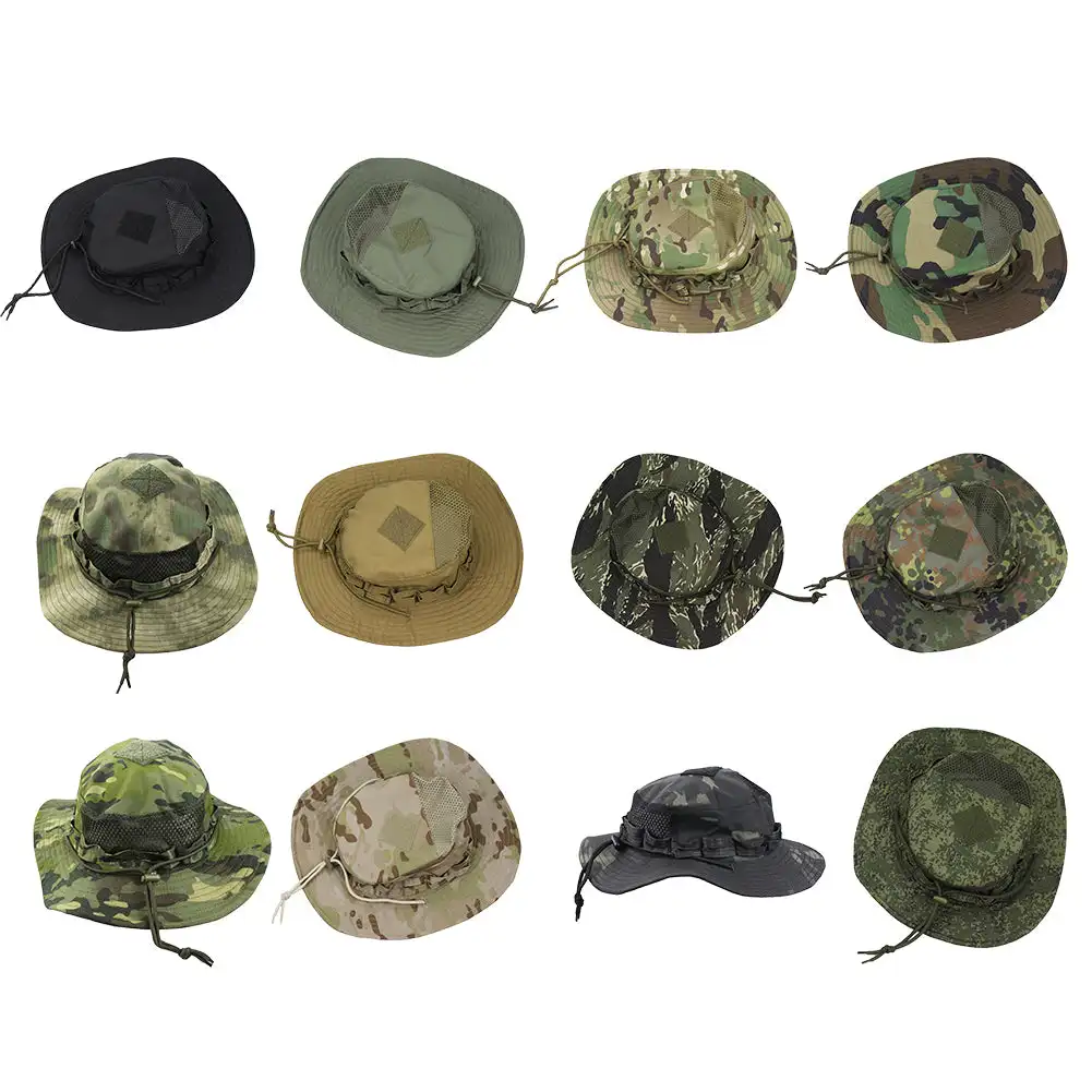 Camouflage Enthusiasts Square Pocket Camo Bonnie Cap US Bucket Benny Hats Multicam Fishing Outdoor Hiking Sun Caps