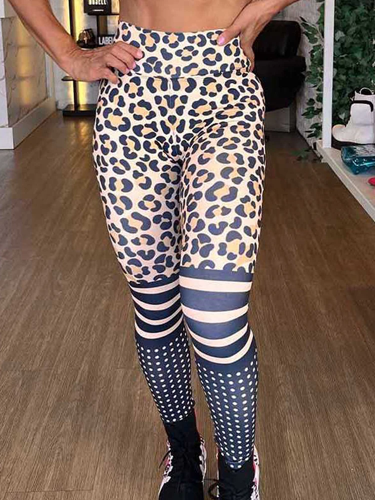 Leopard impresso leggings para mulheres, calças de ioga leggins fitness, cintura alta, roupas esportivas femininas