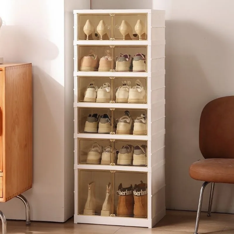 

eu-Installation-free multi-functional folding shoe rack transparent widen shoe cabinet removable household home furniture-