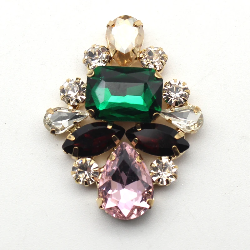 New Fashion 2 pz/lotto 28*37mm accessori per bottoni con strass in metallo placcatura in oro fai da te per decorazioni di processo di decorazione di