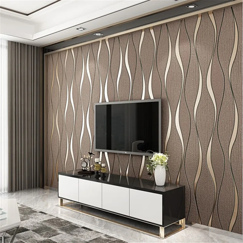 Wallpaper Water Wave Pattern Deer Skin Velvet Wallpaper Thickened Non-woven Fabric Bedroom Living Room Background Wallpaper обои