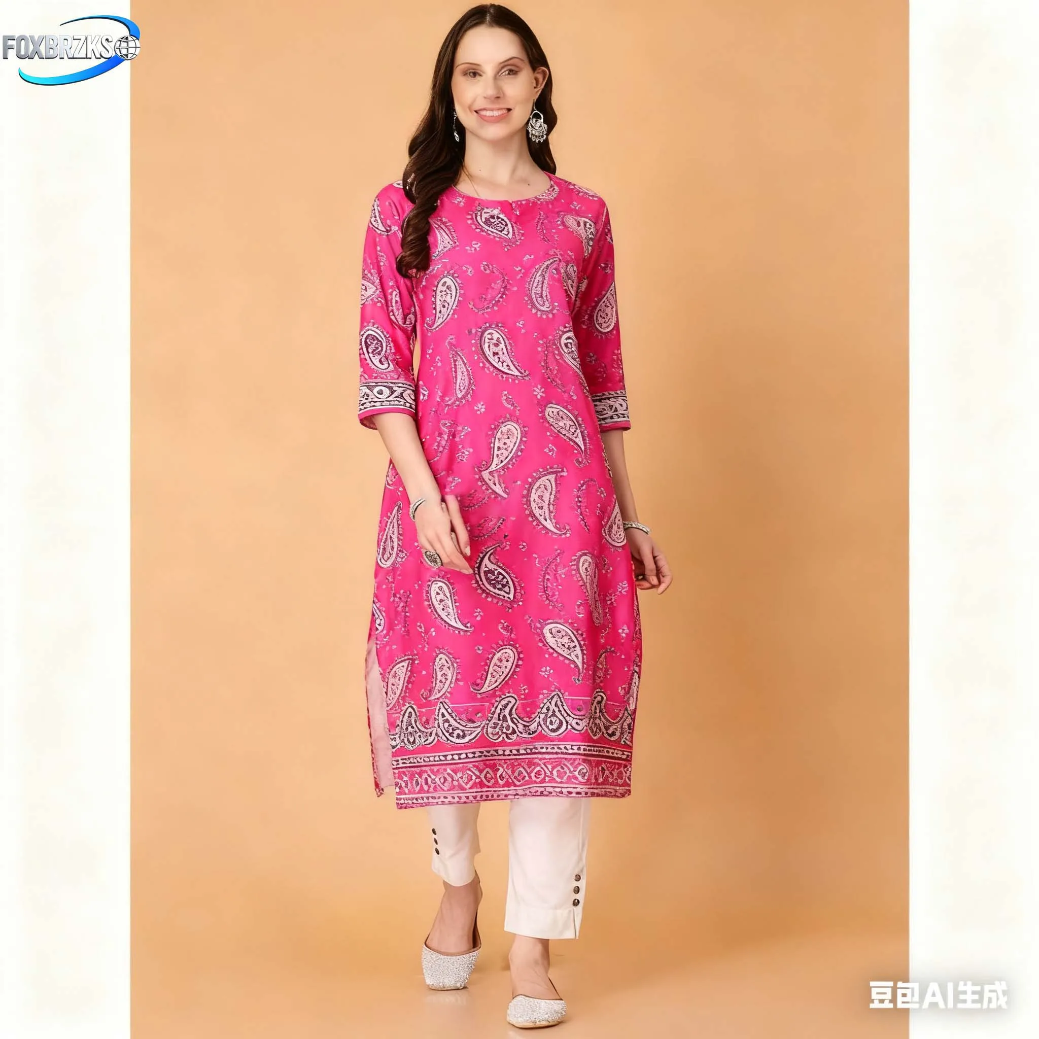 كورت كورت نسائي مسلم عصري ومريح مع زهور أنبوب مستقيم ونمط وطني Abito Donna Musulmana #3