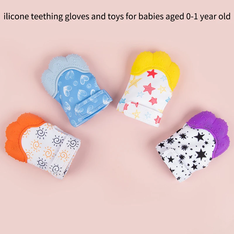 

Silicone teething gloves and toys for babies aged 0-1 year old to prevent them from sucking their hands