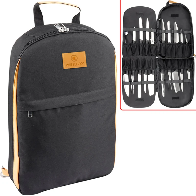 

Backpack Handheld 21 Slots Chef Knife Bag School Portable Utensils Kitchen Knives Storage Pockets Camping Carry Case Organizer