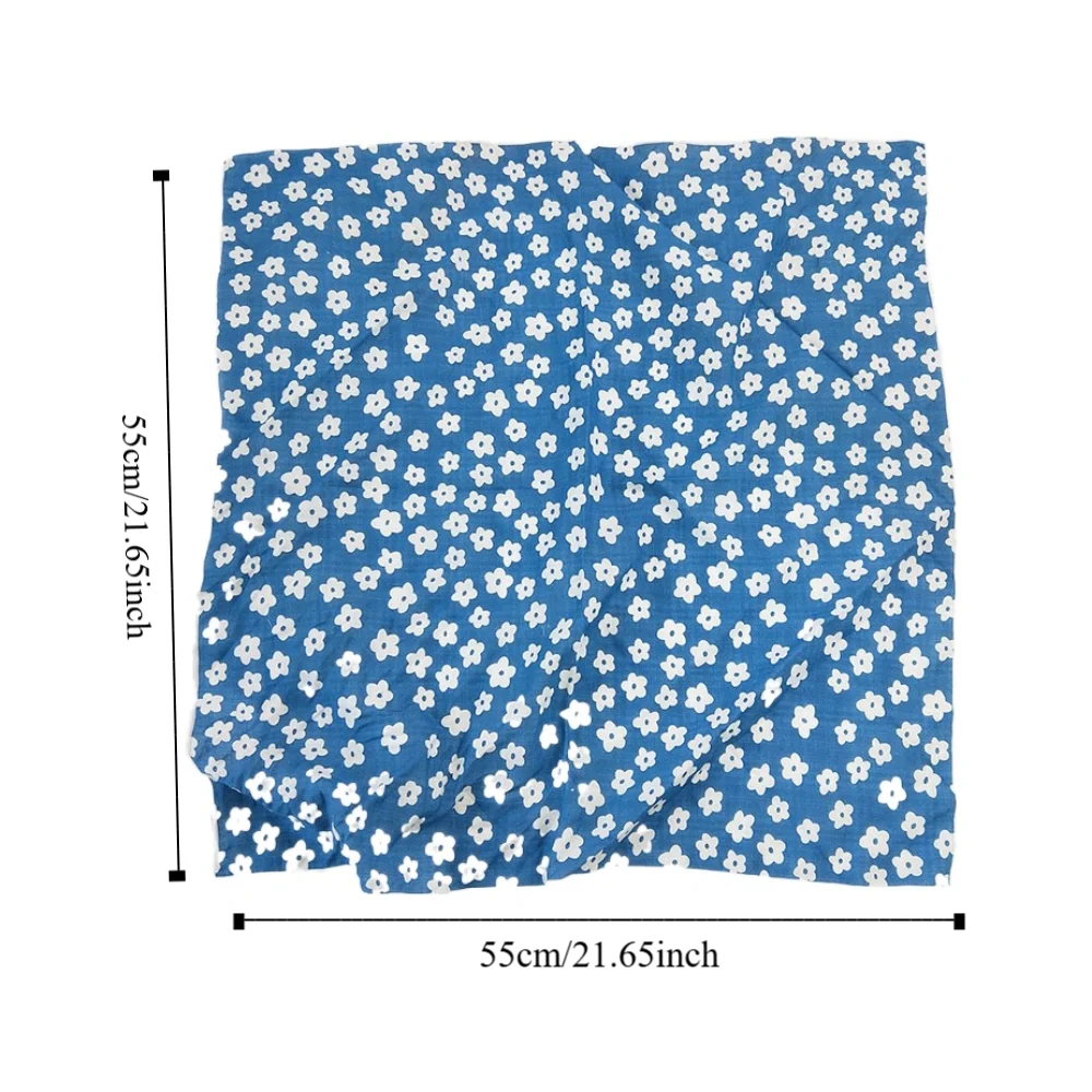 ผ้าคาดผมลายดอกไม้ ผ้าฝ้ายลินิน ผ้าพันคอสี่เหลี่ยม ผ้าคาดผม ผ้าผูกผม ผ้าพันคอไหมพิมพ์ลาย ใช้เป็นเครื่องประดับเสื้อผ้า ผ้าพันคอ