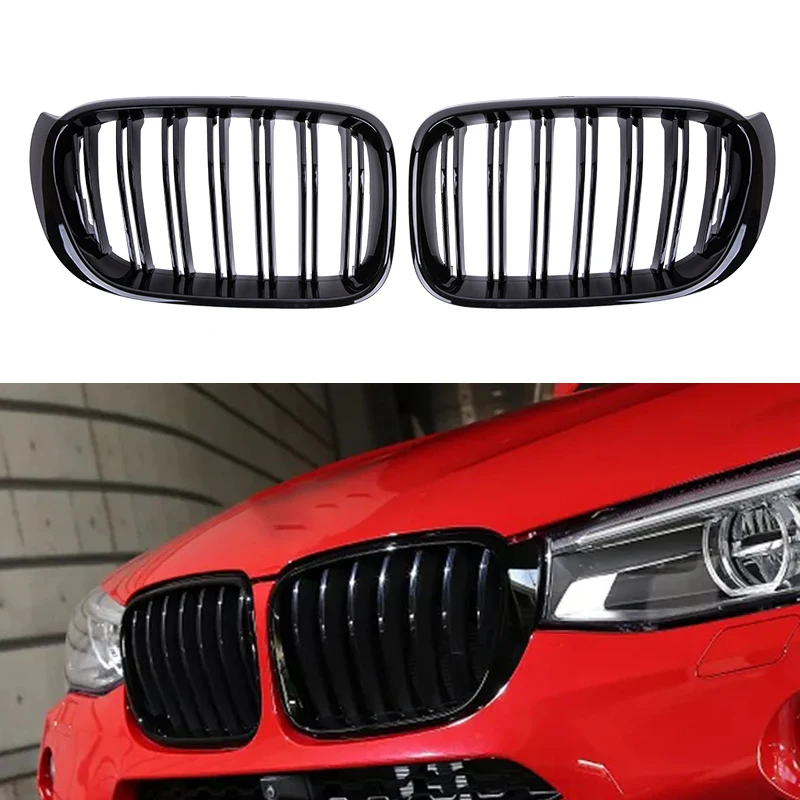 

Car Front Bumper Grilles Kidney For BMW X3 X4 F25 F26 2014-2017 Racing Grill Double Slat Grille Gloss Matte Black Accessories