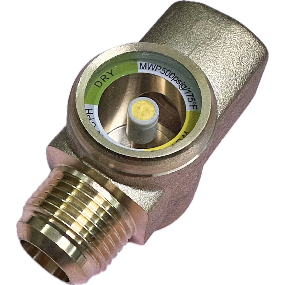 กระจกมองเห็นสารทําความเย็นแบบบัดกรีใช้ตัวบ่งชี้เดี่ยวสําหรับสารทําความเย็นทั่วไปทั้งหมดในหน่วยควบแน่น ปั๊มความร้อน หรือเครื่องทําน้ําเย็น