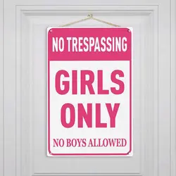 Room Decor for Teen Girls No Boys Allowed Sign for Girls, Preppy Room Decor Pink Bedroom Decor for Teen Girls, 8x12 inches Funny
