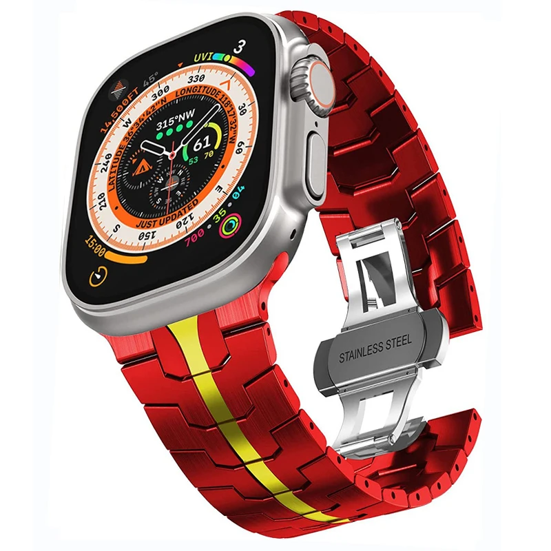Świąteczny pasek do Apple Watch Band 44mm ultra 2 49mm 45mm 42mm 41mm 45mm luksusowa bransoletka ze stali nierdzewnej iWatch 9 8 7 6 5 4 se