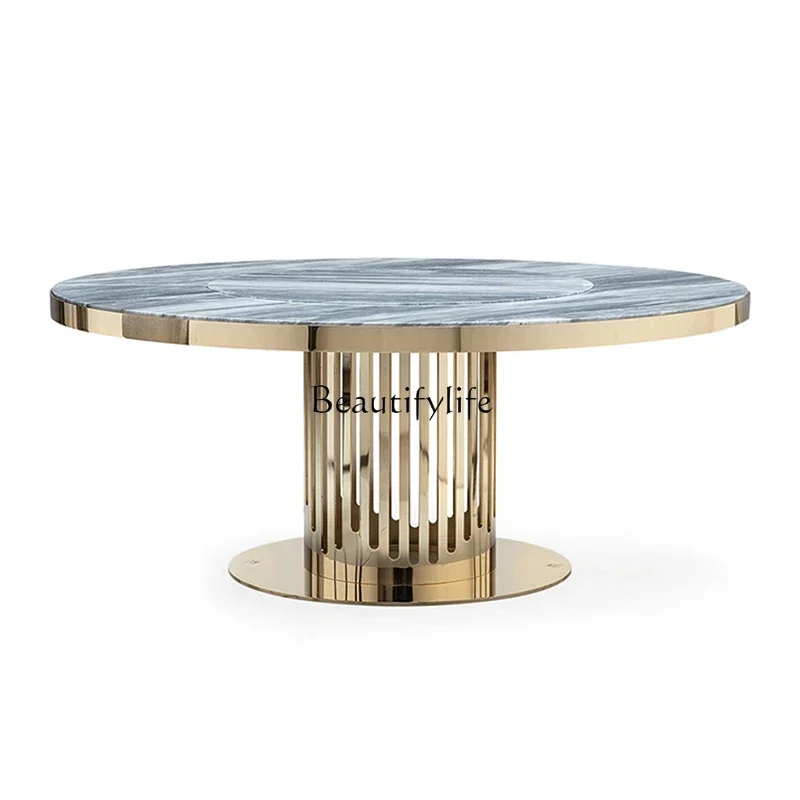 

D06**Italian light luxury high-end villa round dining table