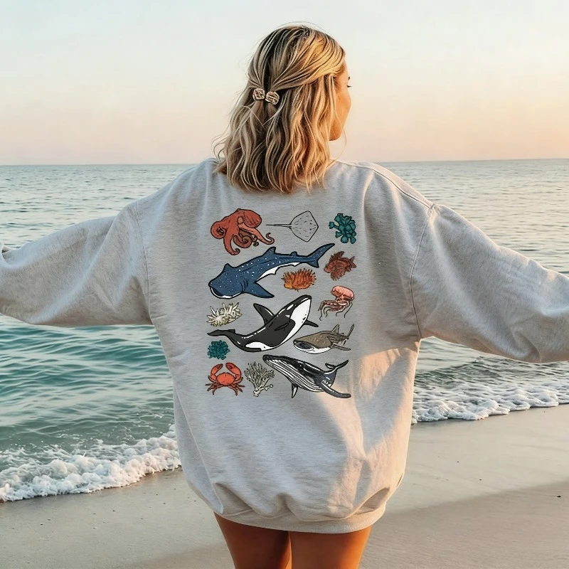 

Толстовка с подводными морскими животными, толстовка Ocean Life, пляжная толстовка, Save The Shark, любитель животных, толстовка с морской жизнью