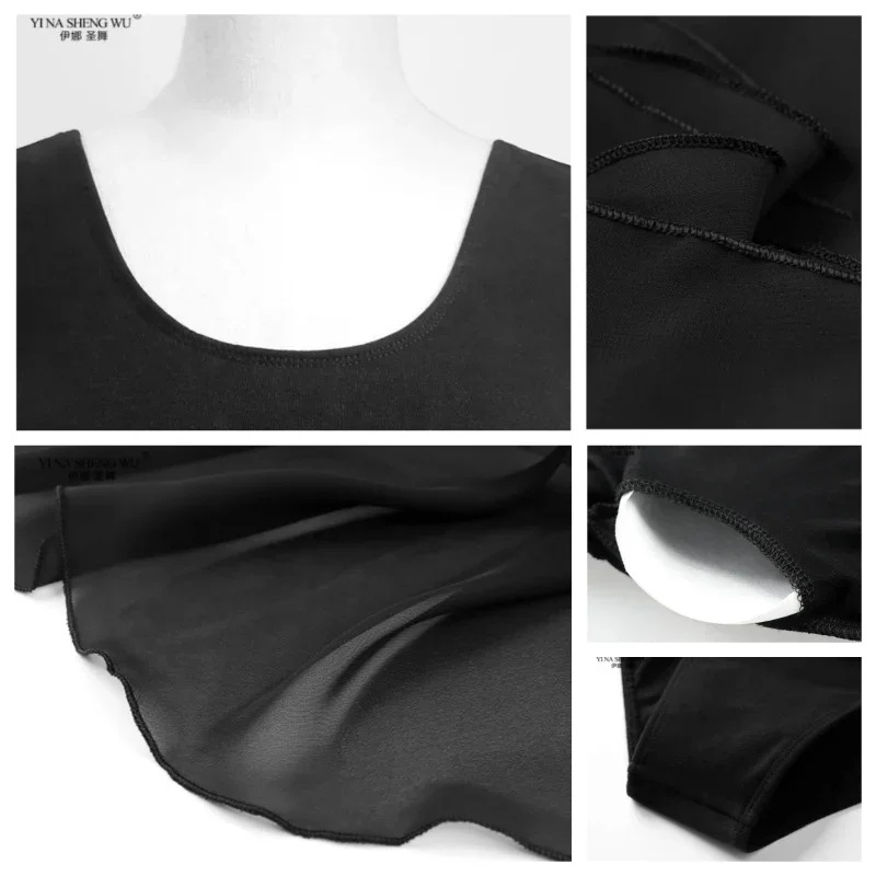 Jupe de Ballet en mousseline de coton pour femmes, robe à manches courtes pour adultes, Costume de spectacle de Ballet, danse, gymnastique