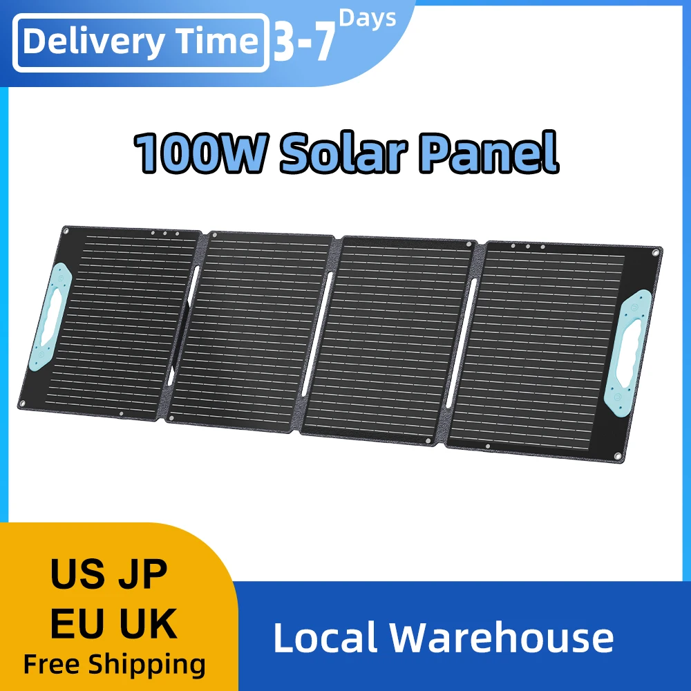 ECOPLAY 100W Flexible Solar Panels Outdoor Emergency Power Supply IP65 Waterproof Portable Folding Bag for RV Camping Fishing