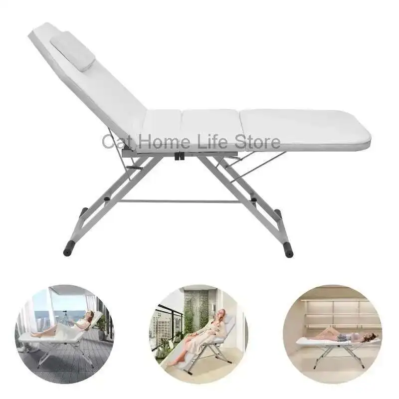 

3-Section Folding Massage Table Adjustable Portable Beauty Cosmetic Bed with Storage Bag for Spa Tattoo Massage folding Bed