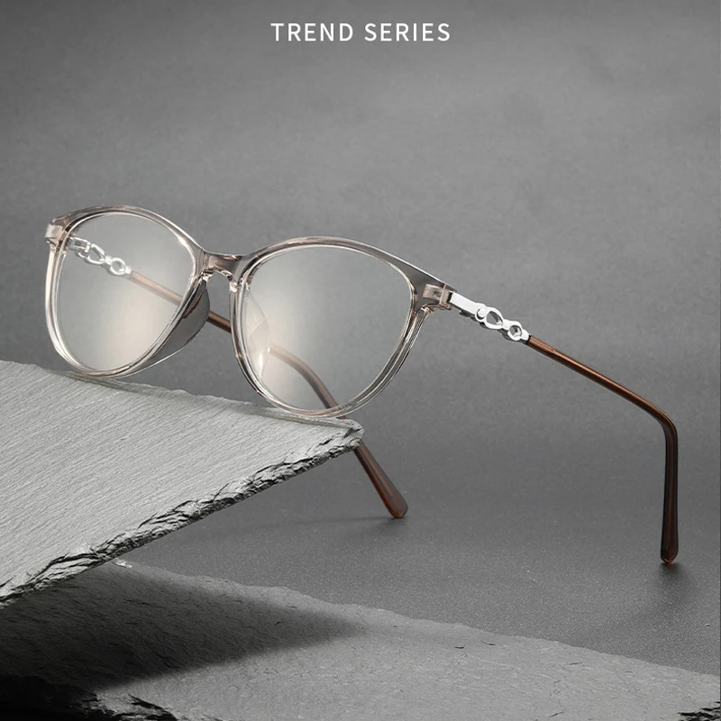 New Fashion Brand Design Retro Cat Eye Frame Myopia Glasses Prescription Photochromic Anti Blue Light Women Astigmatism Eyewear