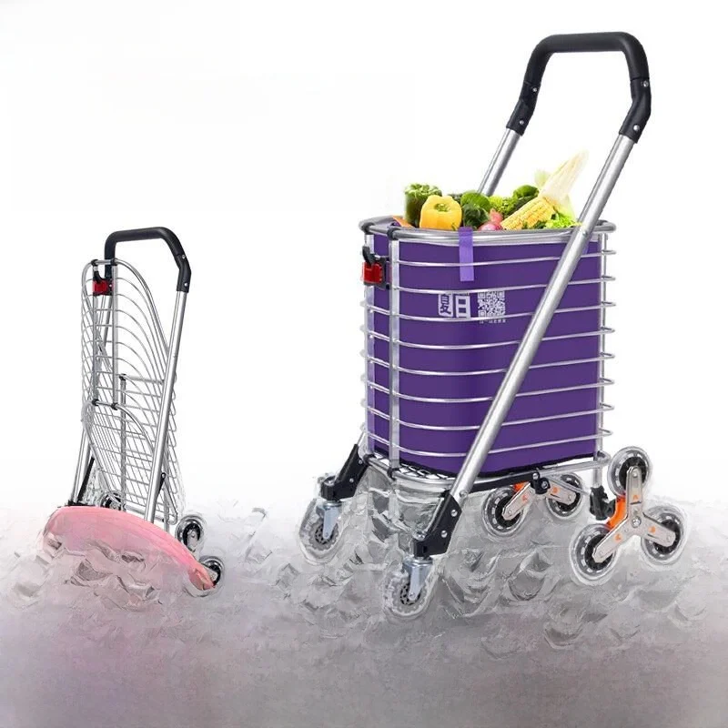 summer-portable-small-op-cart-large-capaci-pull-rod-vegetable-bung-car-household-convenient-storage-wagon