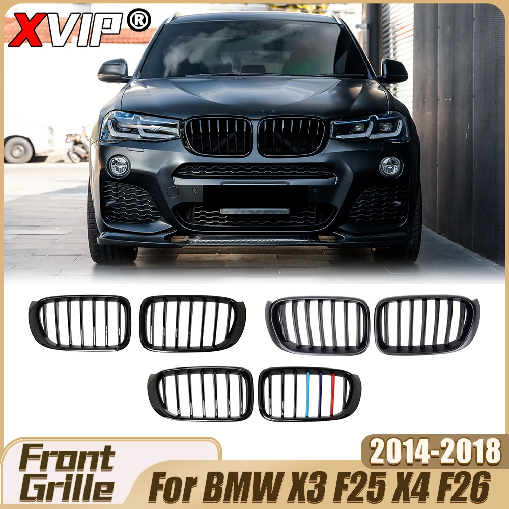 

XVIP Front Matte Black Single Line Style Bumper Grille Glossy M-Color Racing Grille Upper Grille For BMW X3/X4 F25/F26 2014-2018