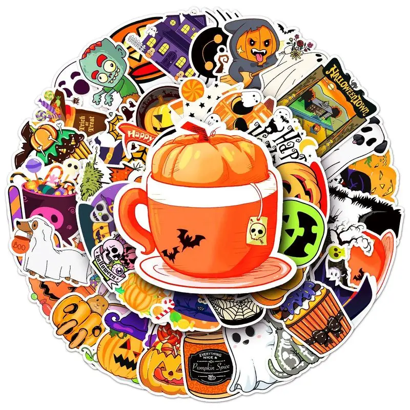 50pcs Halloween Sticker Set Cute Cartoon Characters Stickers For Children DIY Scrapbooking Crafts