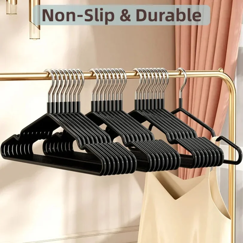 

10pcs Non-Slip Coated Metal Suit Coat Hangers Heavy Duty Clothes Hangers Metal Shirt Jacket Hanger with Round Notches for Dress