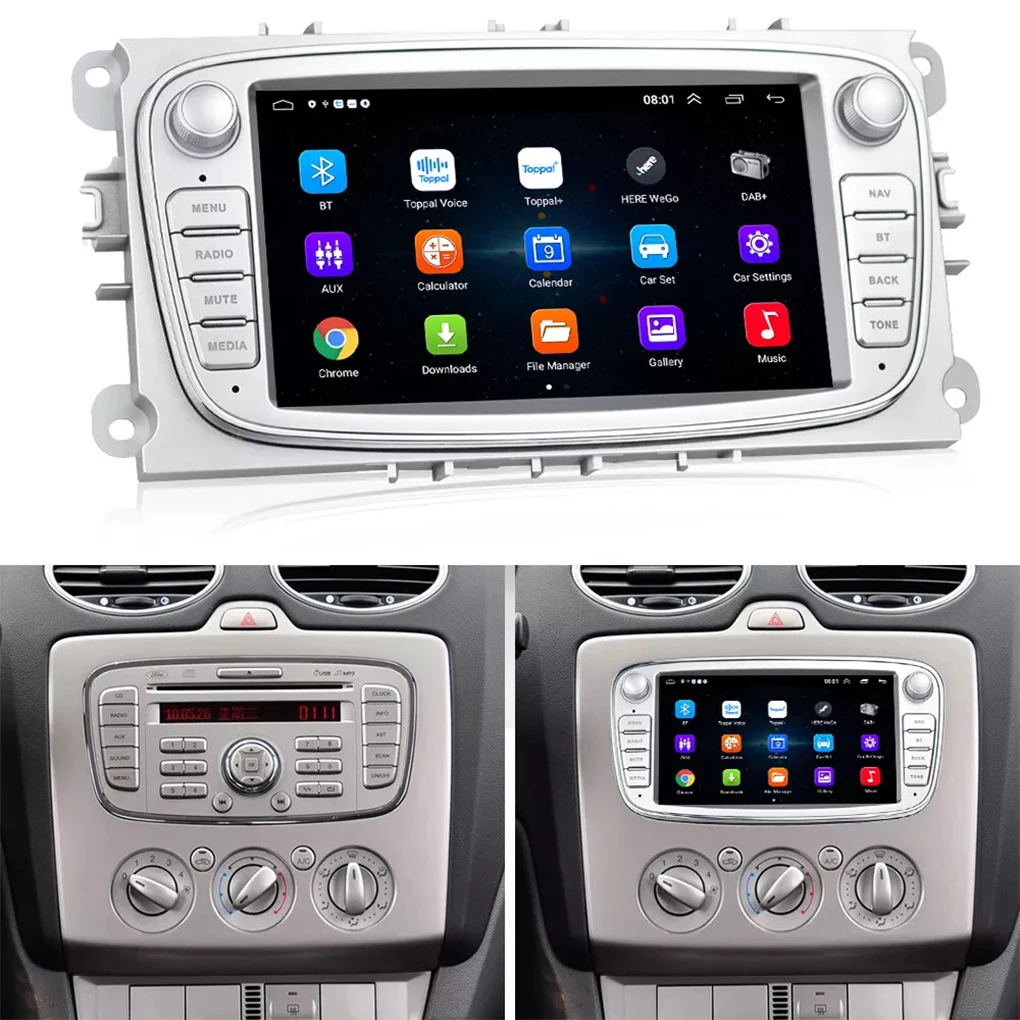 7’’ 2 Din Radio for Ford Foucus Mondeo C-Max S-Max Galaxy Car Multimedia player Autoradio GPS Android 14