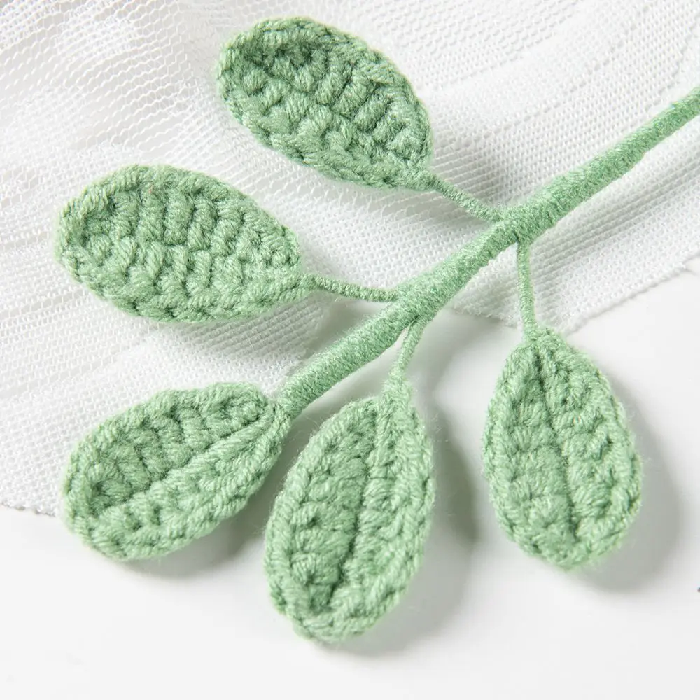 1/5 Stück Künstlicher Handgemachter Gehäkelter Grüner Wollblumenstrauß für Hochzeit, Brautstrauß, DIY-Geschenkbox, Festival, Weihnachten, Zuhause, Outdoor, Garten