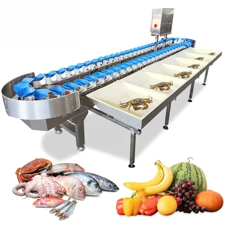 Automatic Fruit Live Fish Orange Potato Size Weight Sort Sorting Grading Grader Machine by System