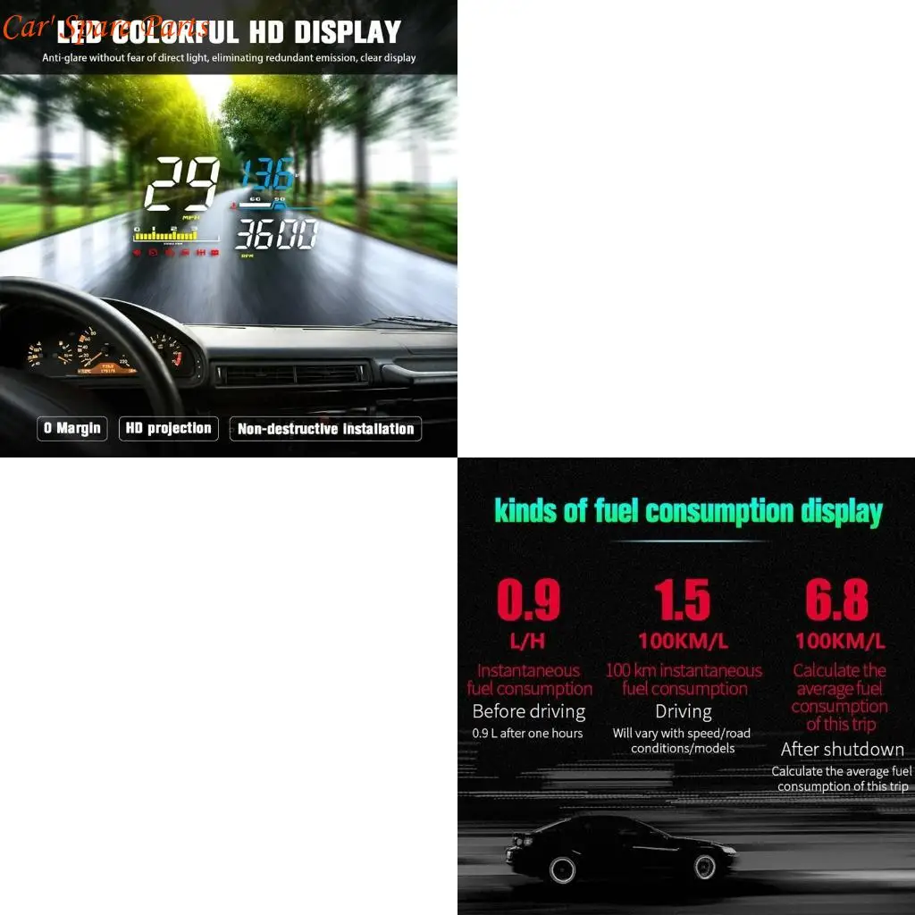 Y4UA D5000 Car Speedometer Tachometer Windshield Projector Meter Electronic Speedometer Real time Vehicle Monitoring & Safe