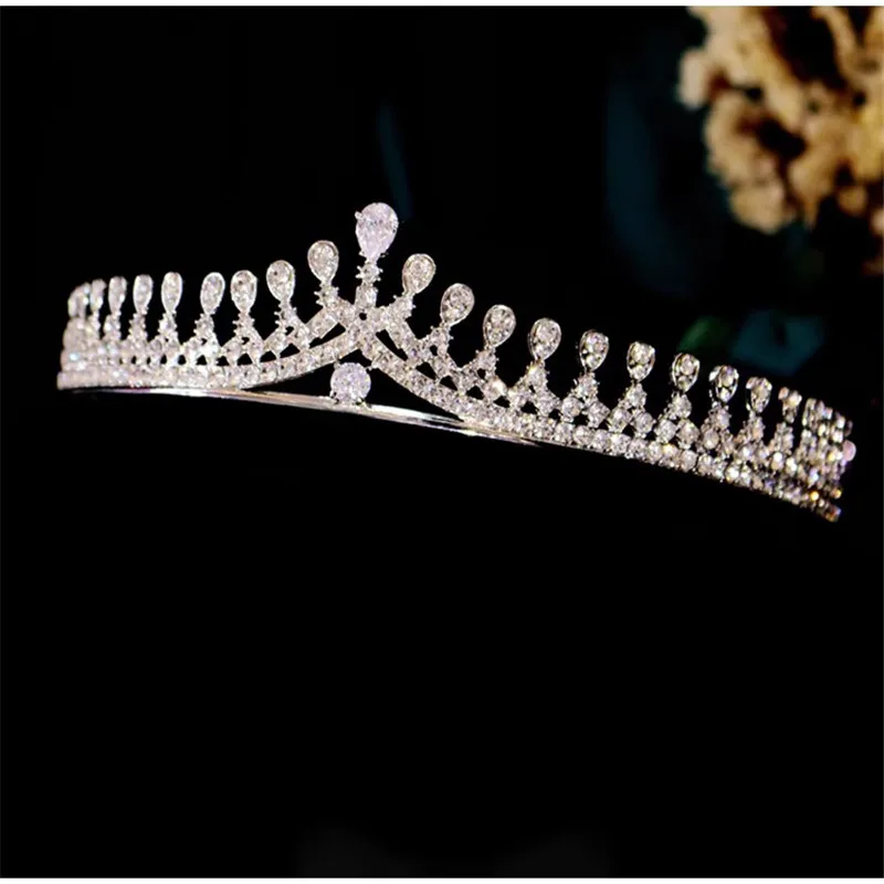 

CC Elegant Tiaras for Women Wedding Hair Accessories Bridal Headbands Engagement Jewelry Water Drop Shape Crowns Coronets FO060