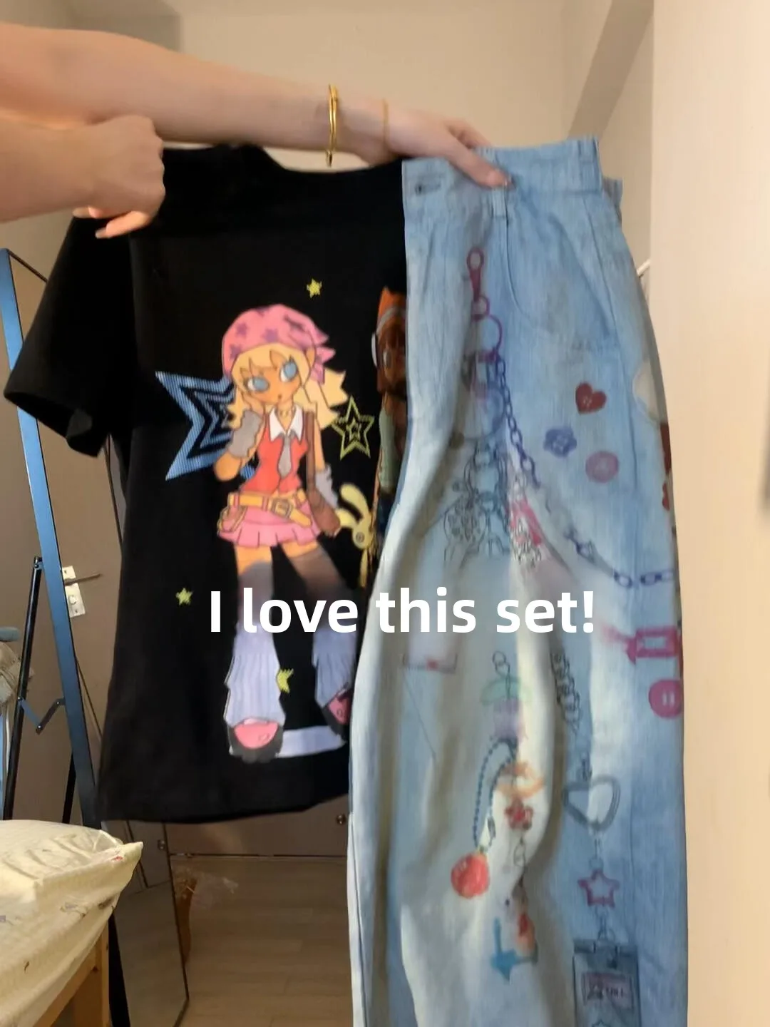 

American Y2K Cartoon Anime Reprint ort Sve T-irt Women Summer oulder Length Slimming Sexy Top Korean Sle Loose Fit...