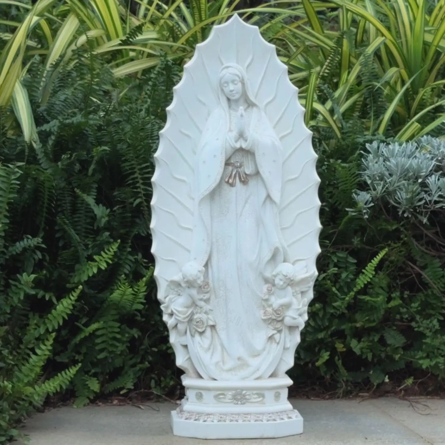 Guadalupe Virgin Mary Statue Outdoor Religious Sculpture Yard Patio Home Lawn Hallway Decor 24 Inch