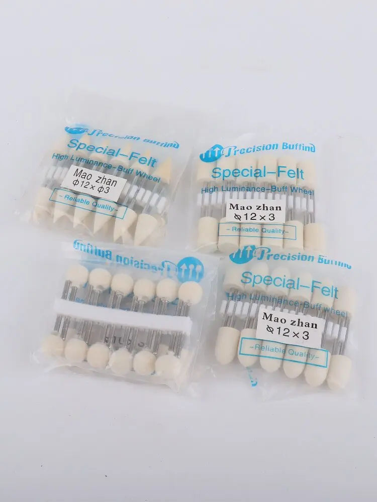 60 Stück/120 Stück, 1 Packung, Polierscheiben aus Wollfilz, Außendurchmesser 3–12 mm, Schleifkopf für Dremel-Bohrmaschine, Drehwerkzeug, 3-mm-Schaft. – Detail 2