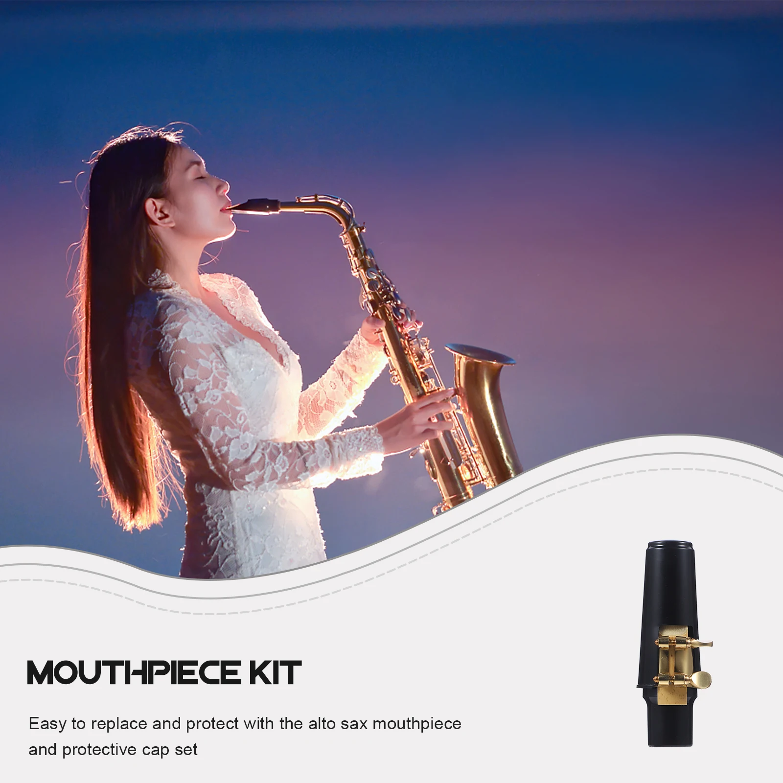 

2Sets Complete Sax Alto Mouthpiece Assembly Kit Includes Reed Pad Cap Metal Plastic Components for Easy Performance Setup
